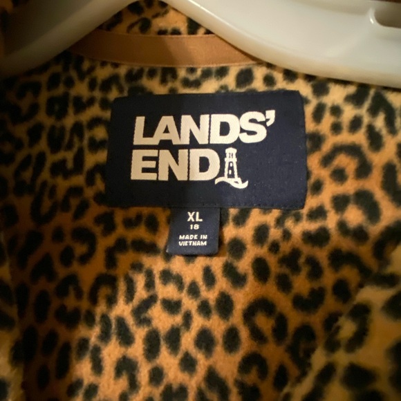 Lands End Leopard Cheetah Animal Print Quarter Zip Fleece Pullover XL - Picture 3 of 3